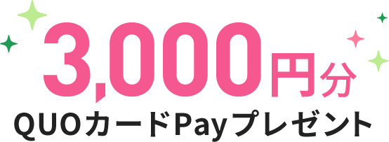 3,000円分QUOカードPayプレゼント